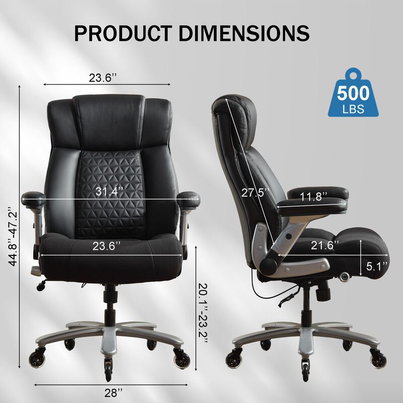 Office Chair with Adjustable Lumbar Support, Office Chair Heavy Duty with Flip-up Armrest image number 2
