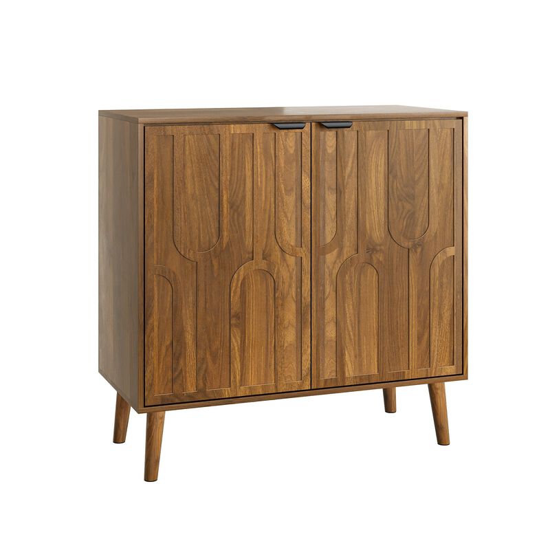 Clihome Sideboard Buffet Cabinet With Storage, Farmhouse Buffet Cabinet With Paper Clip Design, Wood Coffee Bar Storage Cabinet