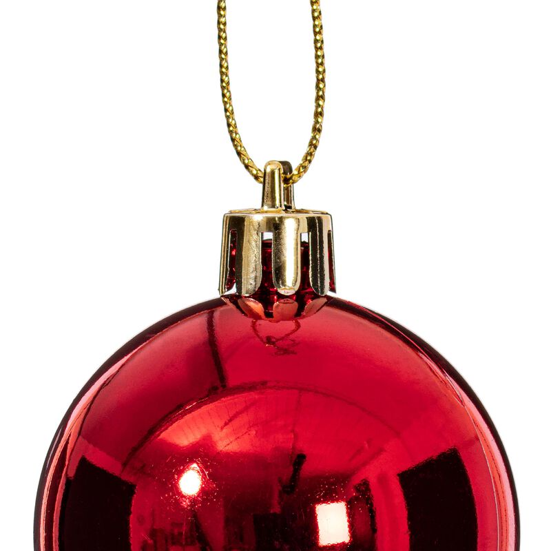 Vickerman Red Ornament Ball Set Shiny and Matte Finish, Includes 50 Per Box, 1.5 to 2-Inch Variety - Ready to Hang - Variety of Finishes image number 4