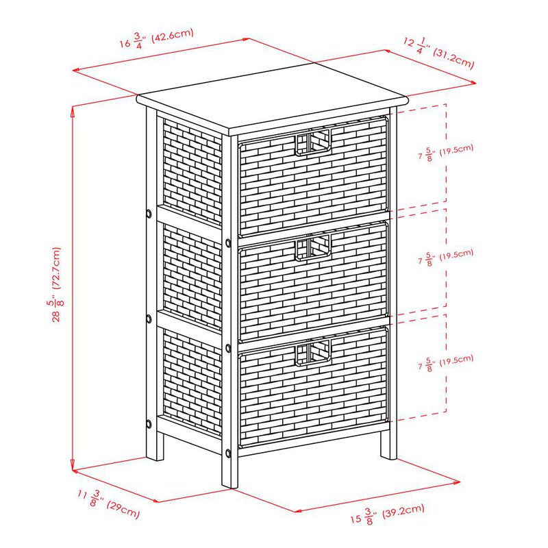Winsome Wood Omaha Storage Rack with 3 Foldable Baskets