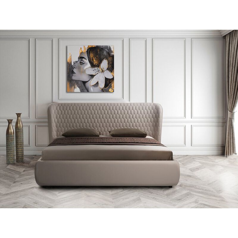 Casabianca Home Agoura King Storage Bed In Taupe Pu Leather