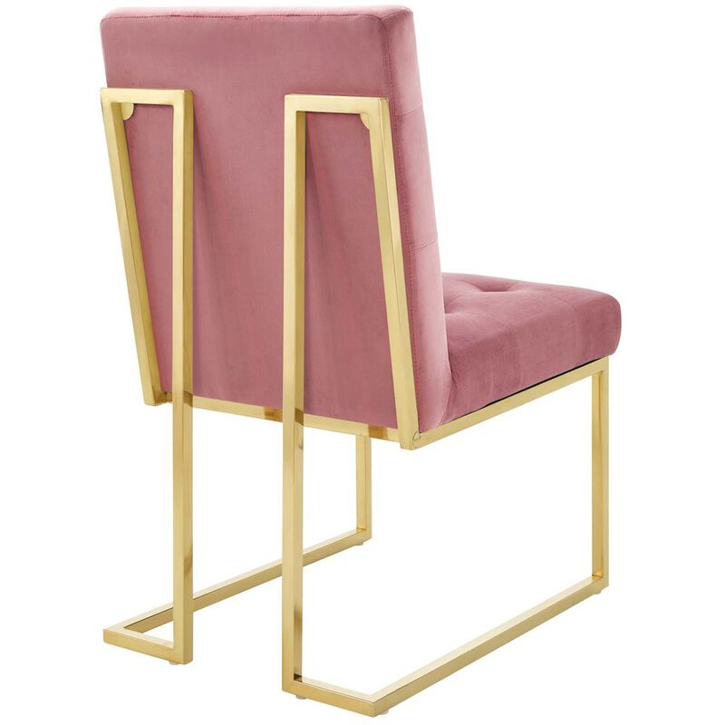 Privy Gold Stainless Steel Performance Velvet Dining Chair Set of 2 image number 2