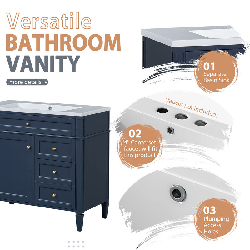 36'' Single Sink Bathroom Vanity with  Mirror cabinet