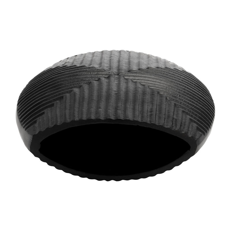 Metal Ribbed Vase, Matte Black image number 4