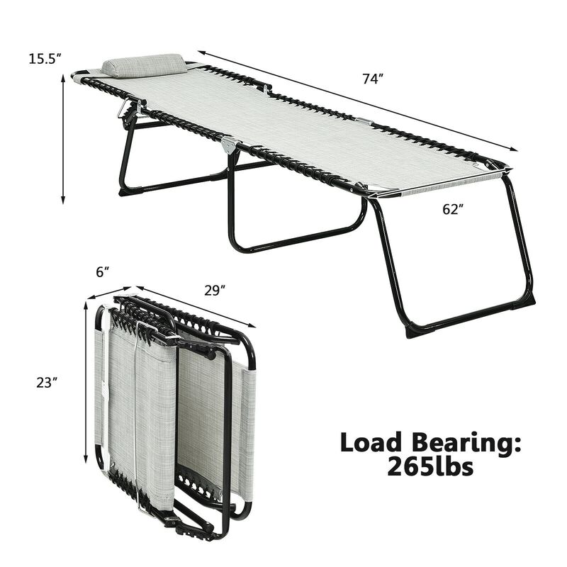 Folding Heightening Design Beach Lounge Chair with Pillow for Patio