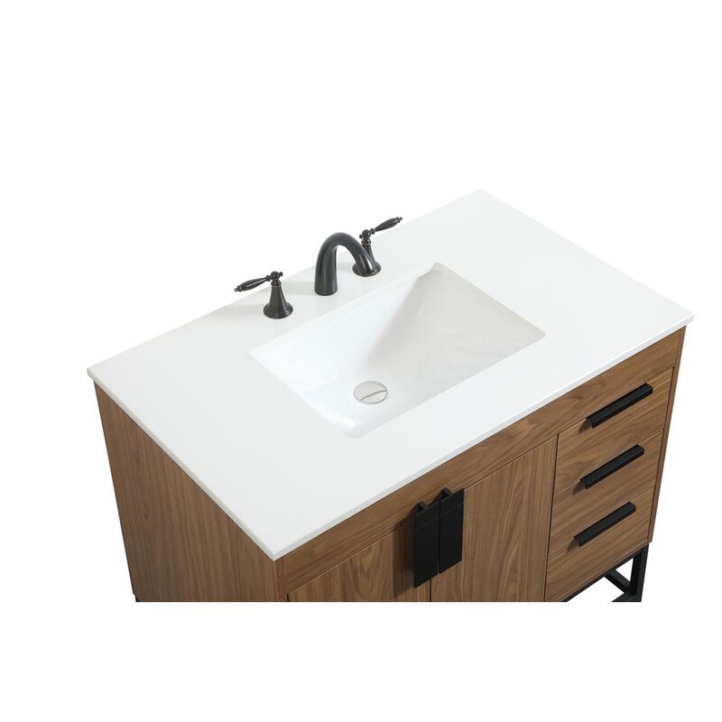 Elegant Kitchen and Bath 36 inch Single bathroom vanity in walnut brown