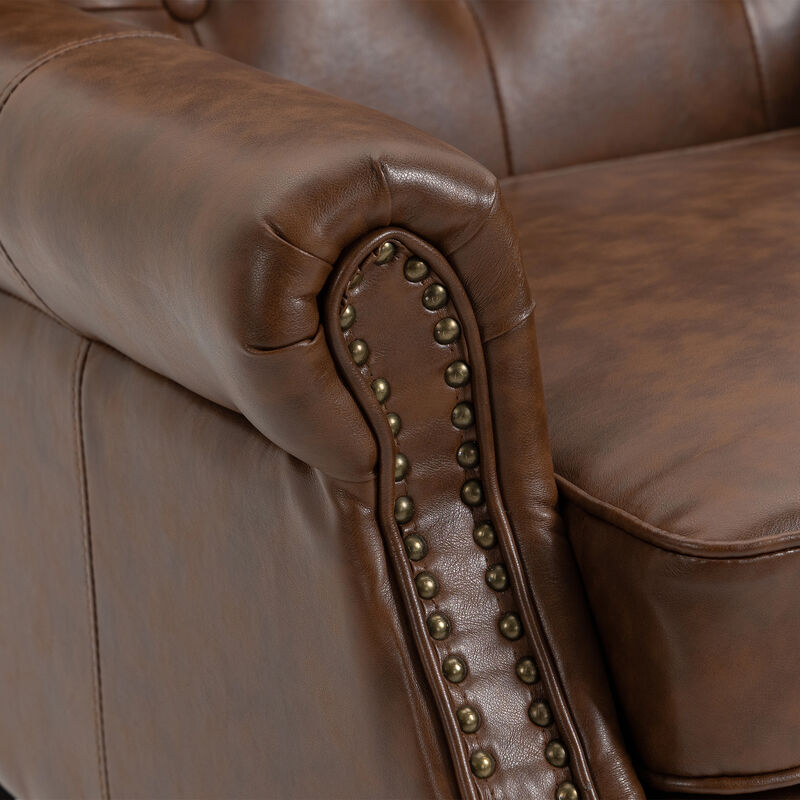 TATEUS  Modern Brown PU Accent Chair Lounge Chair image number 6