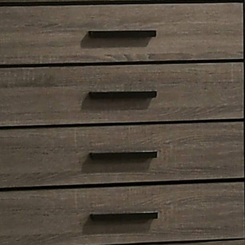 Chest with Black Rectangular Pulls, Gray - Benzara