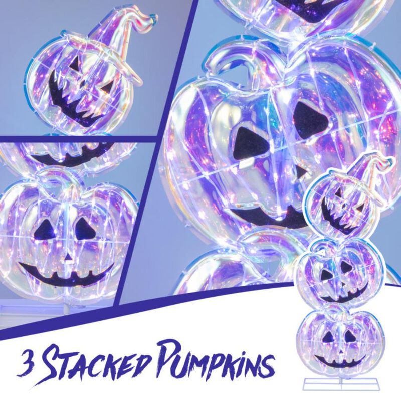 Standing 150 LED Lighted Pumpkin Halloween Decoration with Base image number 5