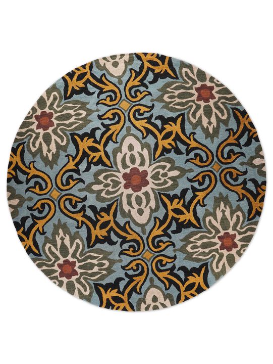 RUGSOTIC CARPETS HAND TUFTED WOOL ECO-FRIENDLY AREA RUGS  - Blue, Floral Modern Design, High Pile Thick Handmade Anti Skid Area Rugs for Living Room, Bed Room (K00722)