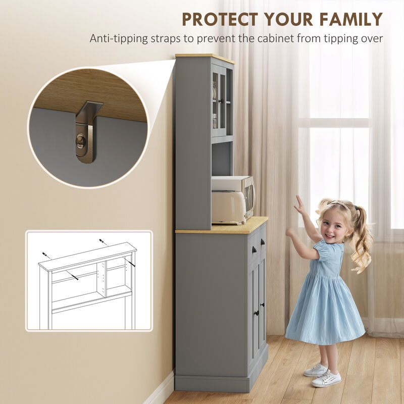 Hivvago Kitchen Storage Hutch with Adjustable Shelves image number 5
