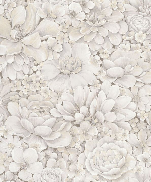 Eden Floral Texture Silver Grey Wallpaper EN3395314