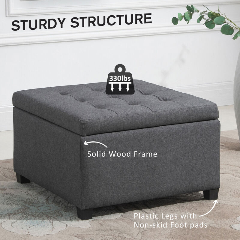 Hivvago Button Tufted Round Ottoman with Storage image number 6