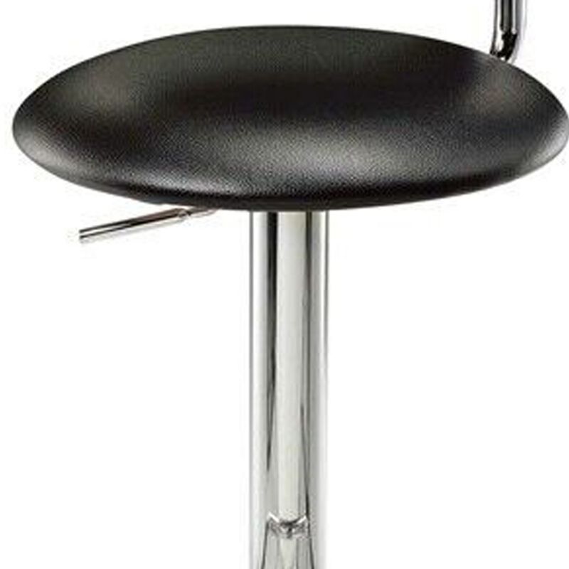 Flax 22-32 Inch Adjustable Counter Height Stool, Vegan Faux Leather, Black  - Benzara