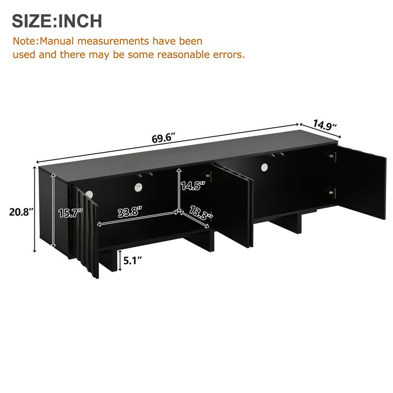 Clihome Retro Style Wood Grain TV Stand Media Console for Living Room image number 4