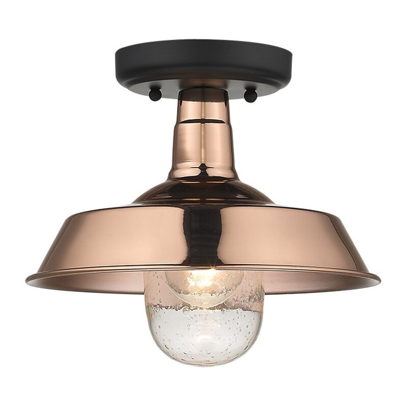 Hivvago Shiny Copper Shallow Plate Adjustable Pendant Light