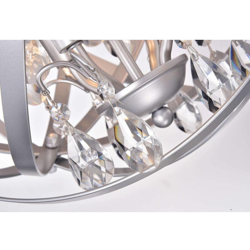 Chloe Benita Matte Silver 4-light Metal Crystal Orb Chandelier - Matte Silver image number 6