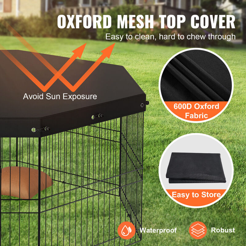 VEVOR Dog Playpen 8 Panels Foldable Metal Dog Exercise Pen with Top Cover 24" H image number 3