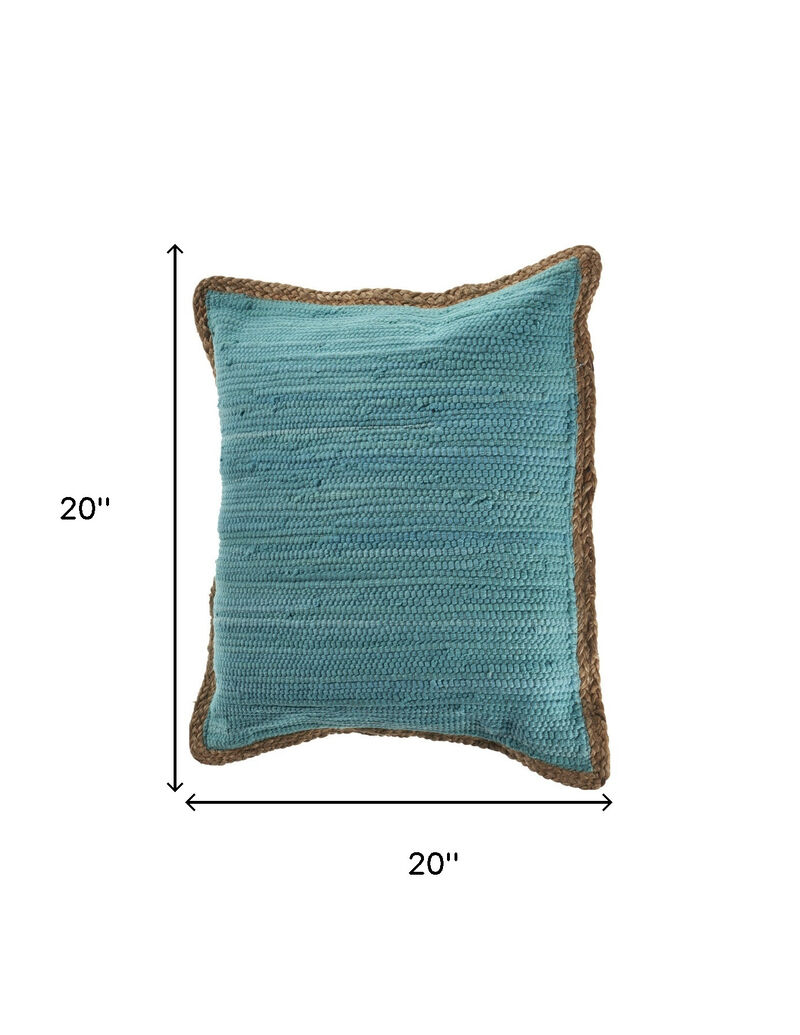 HomeRoots Set of Two 20" Turquoise Cotton And Jute Throw Pillows with Texture image number 5