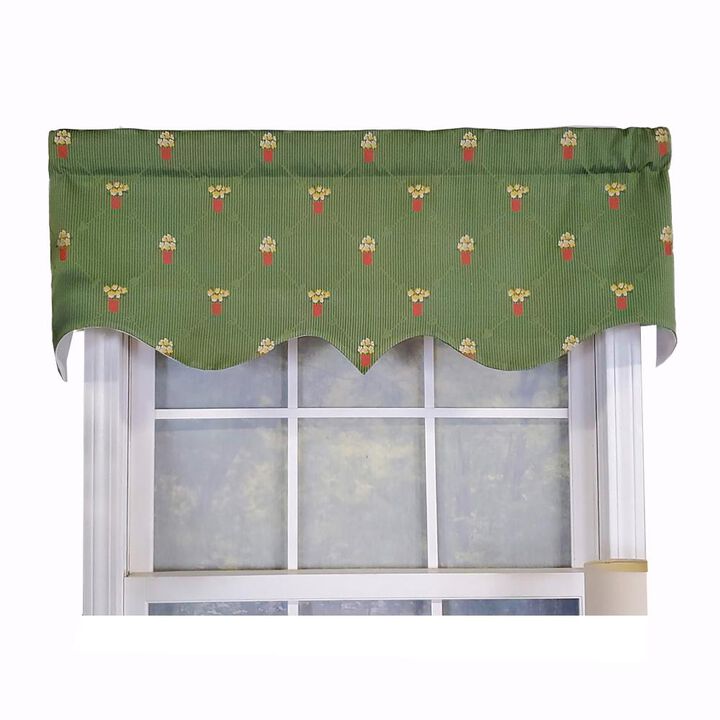 RLF Home Modern Design Classic Flower Pot Regal Style Window Valance  50" x 17" Emerald