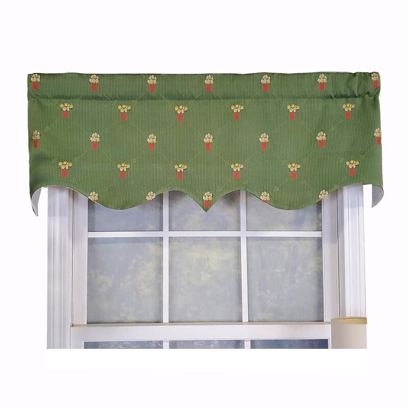 RLF Home Modern Design Classic Flower Pot Regal Style Window Valance  50" x 17" Emerald
