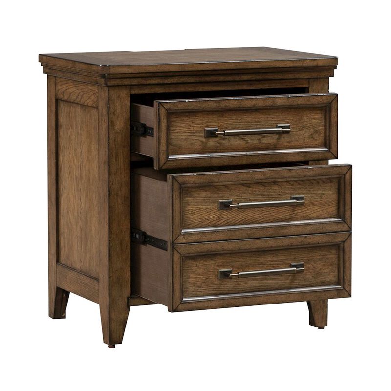 Liberty Furniture Bedroom Nightstand with AC USB Charging Station Station  - Amber Brown Wood image number 6