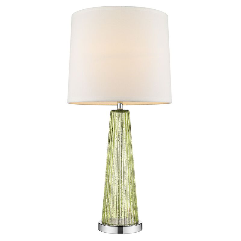 Hivvago 29" Green Glass Buffet Lamp With Off White Empire Shade