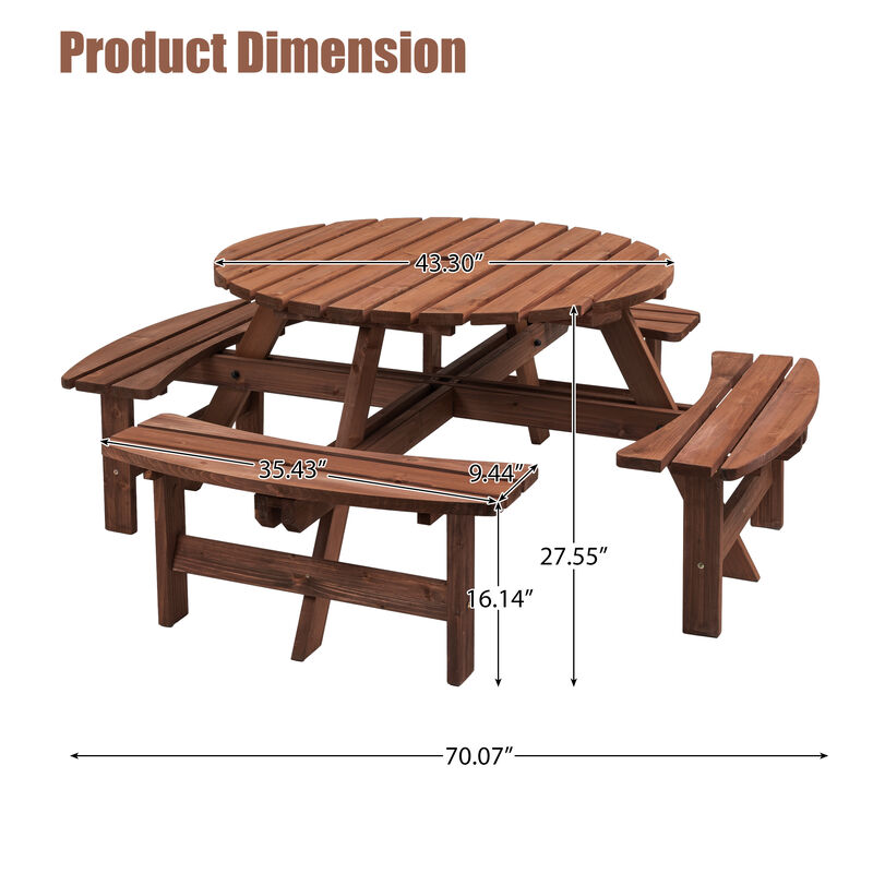 Gwogfa 8 Person Wooden Picnic Table image number 4