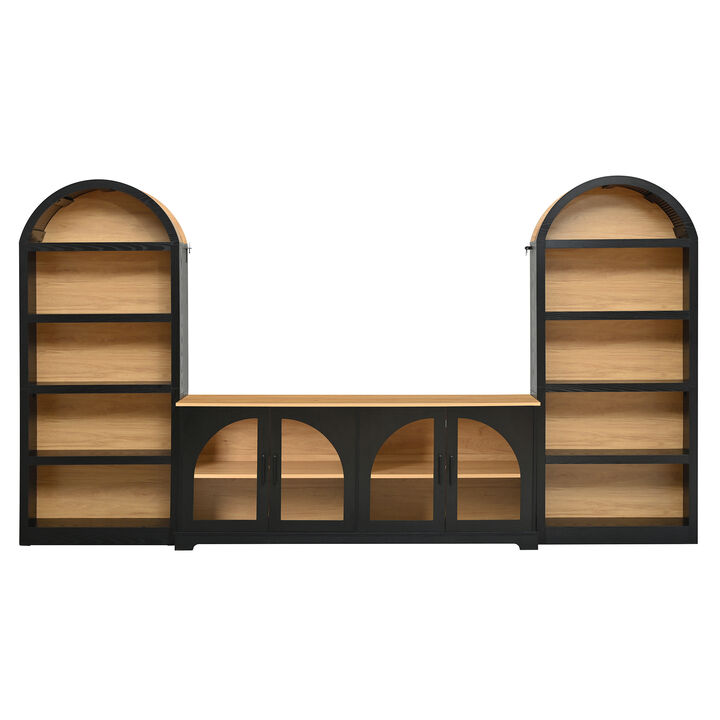 TATEUS Glass Door TV Stand