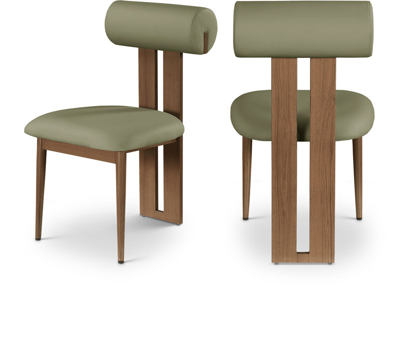 Meridian Furniture Dario Green Vegan Leather Dining Chair, Set of 2