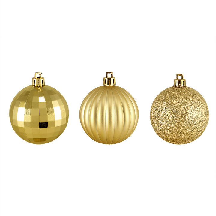 100ct Vegas Gold Shatterproof 3-Finish Christmas Ball Ornaments 2.5" (60mm)