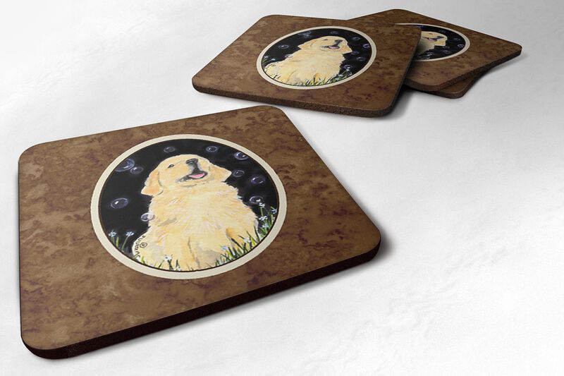 Caroline's Treasures SS8939FC Golden Retriever Foam Coasters (Set of 4), 3.5 H x 3.5 W, Multicolor image number 0