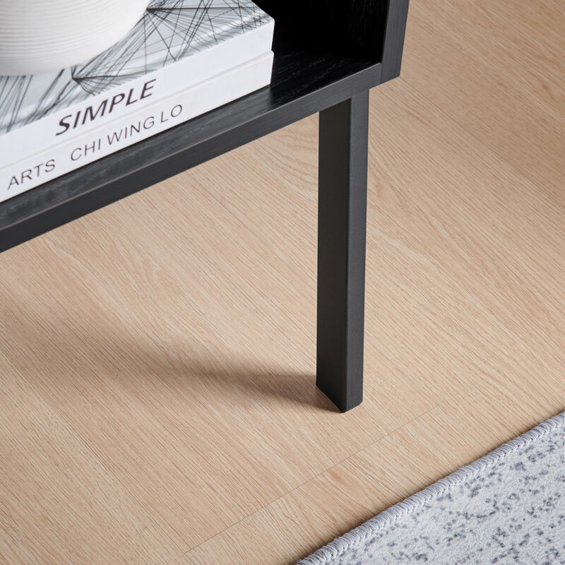 Kazuyo Mid-Century Modern Black Metal Two-Tier End Side Table