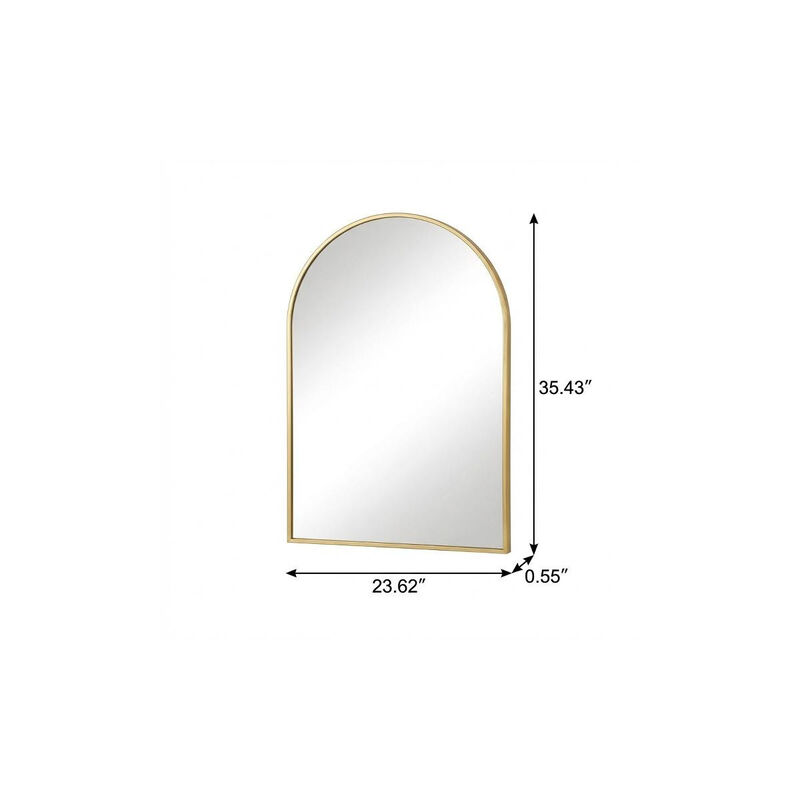 HomeRoots 35" Gold Aluminum Arch Framed Anti Fog Accent Mirror image number 3