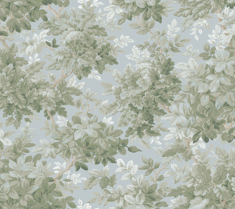 Greenwood Light Blue Deciduous Wallpaper