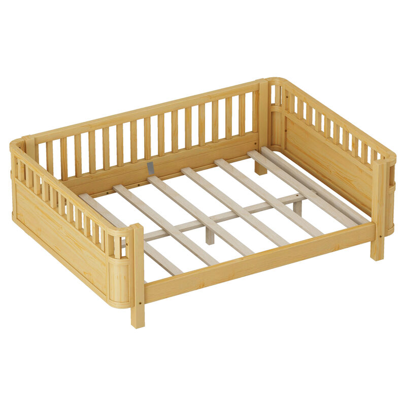 Whisen Platform Bed with Rails, Sturdy Wooden Frame image number 6