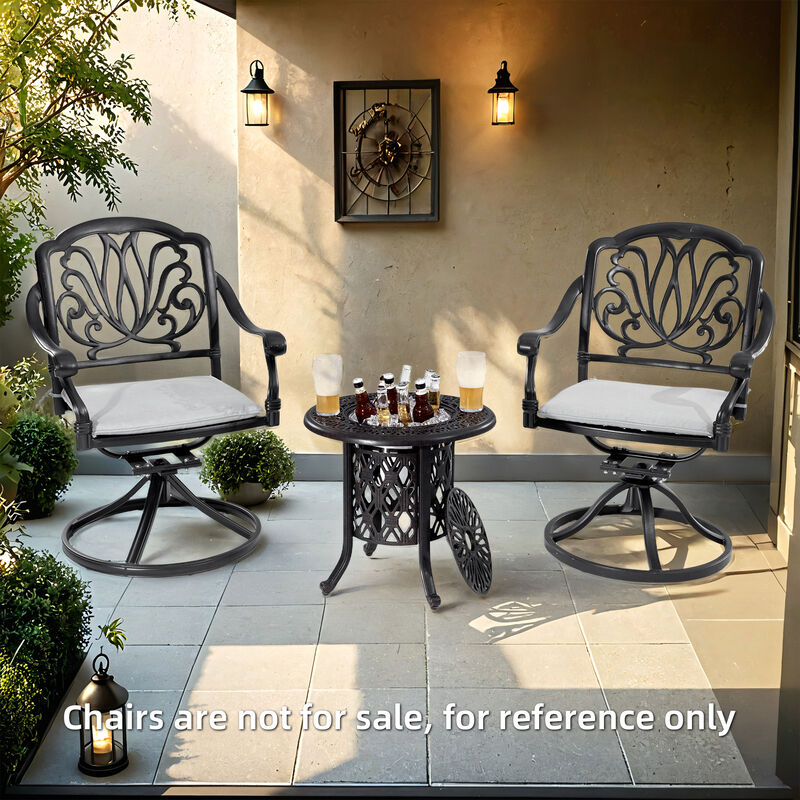 Mondawe Hand Brushed Bronze Cast Aluminum Food Grade 304 Stainless Steel Ice Bucket Pail Table Set