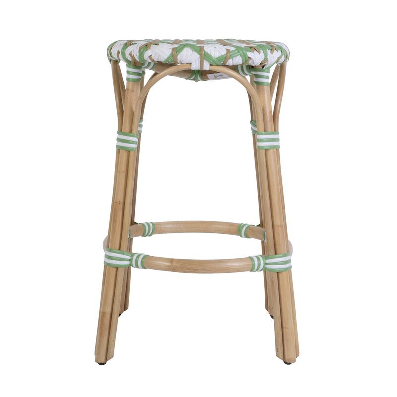 Butler Specialty Ballito 24 in. Seat Height Oval Rattan Counter Stool, Yellow and Brown image number 5
