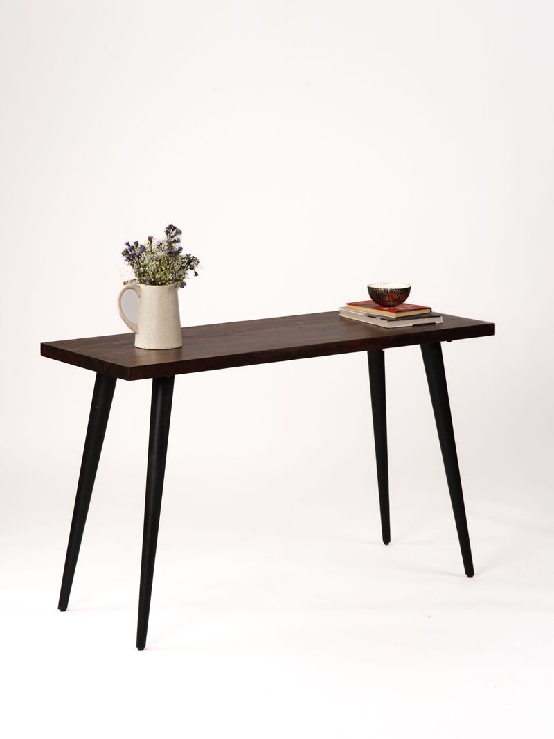 Handmade Eco-Friendly Vintage Acacia Wood & Iron Walnut Black Rectangle Table 50"x30"x18" From BBH Homes