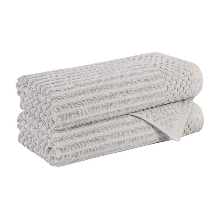 2-Piece Cotton Ribbed Bath Towel Set &ndash; Plush and Quick-Dry