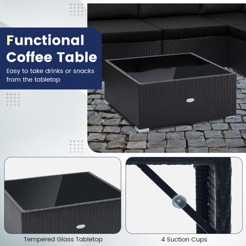 Hivvago 10 Piece Outdoor Wicker Conversation Set with Seat and Back Cushions