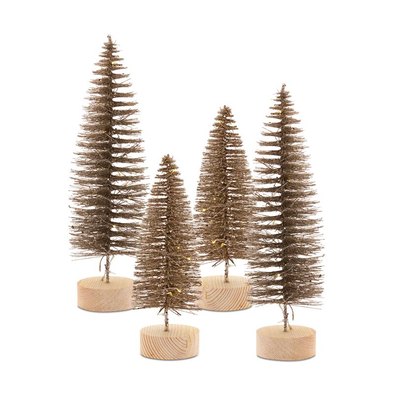 Set of 4 LED Lighted Trees for Festive Holiday D&eacute;cor & Warm Ambient Lighting
