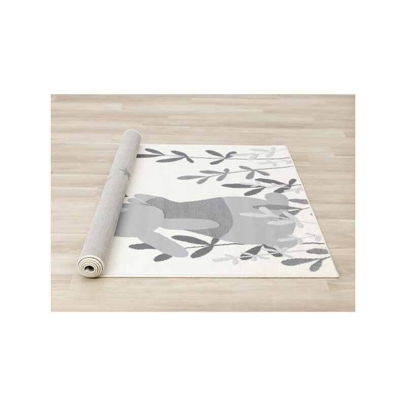 Novelle Home Functional Kids Grey White Bunny Rug, 5'3 x 7'5 image number 3