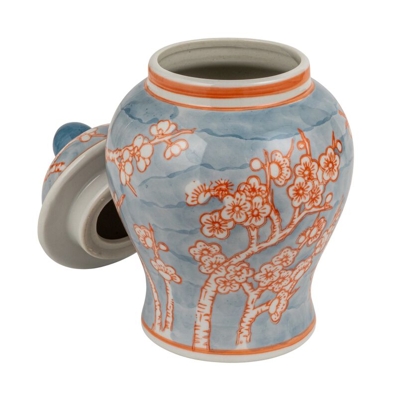 Decorative Ceramic Ginger Jar with Domed Lid, Light Blue image number 3