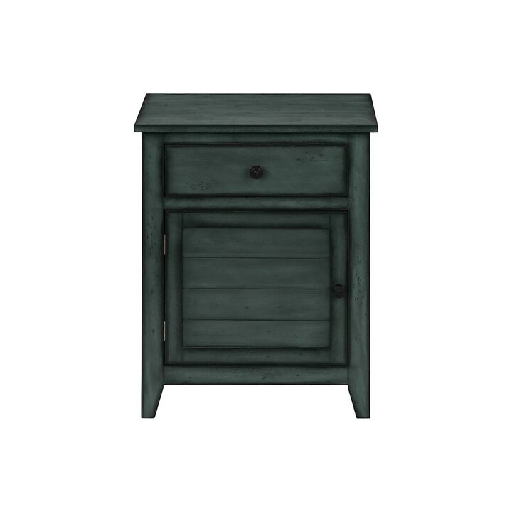 Accent Table, Nightstand, Antique Blue Veneer, Transitional