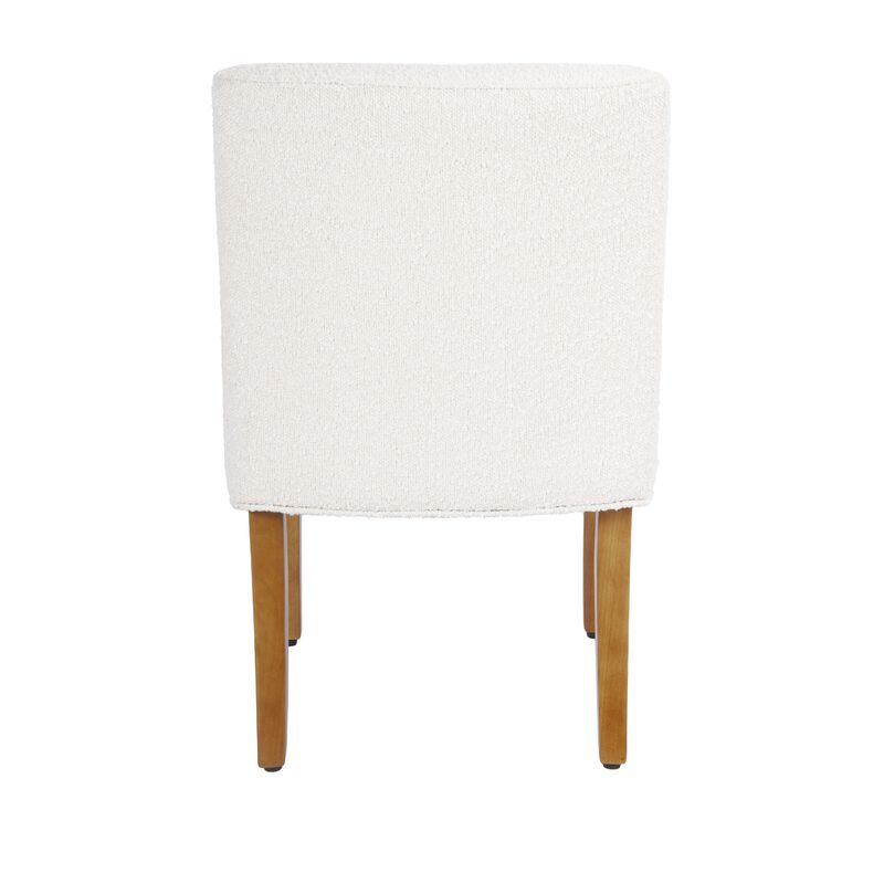 Kip Dining Chair with Honey Oak Wood Legs, Cream White Boucle Fabric
