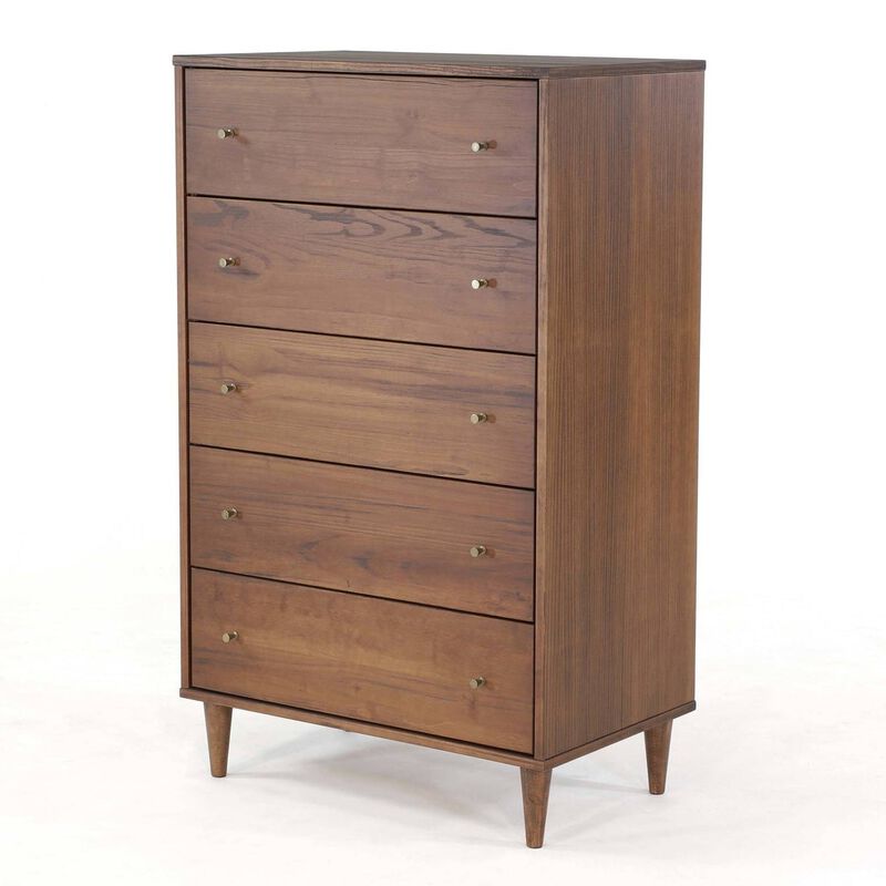 Bedroom Chest with 5 Drawers &ndash; Mid-Century Wood Dresser image number 0