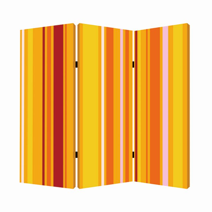 3 Panel Canvas Screen with Bright Stripe Print