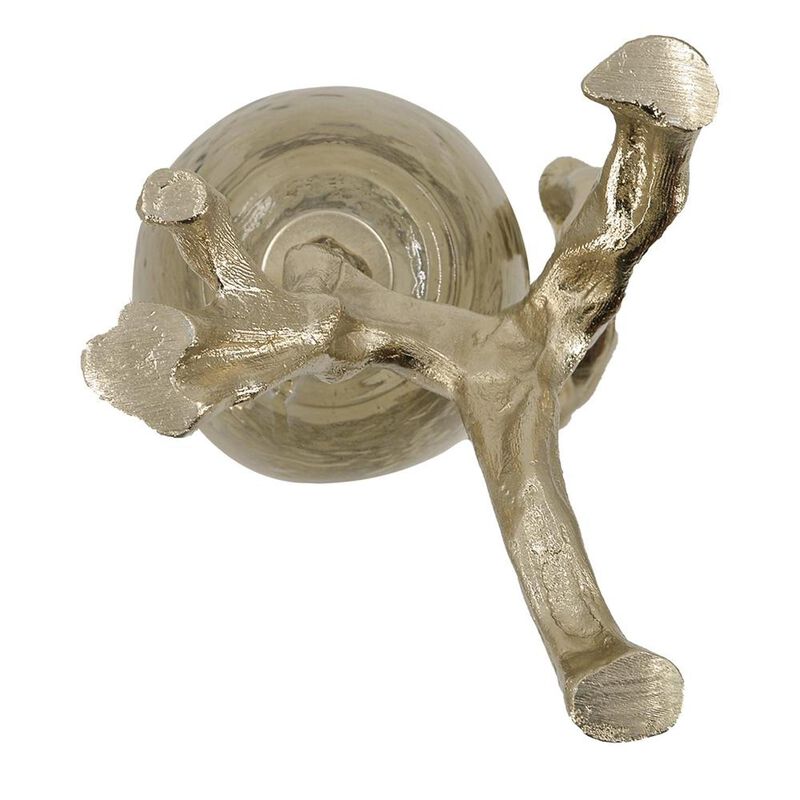 HomeRoots 18" Champagne Glass And Metal Table Vase image number 5