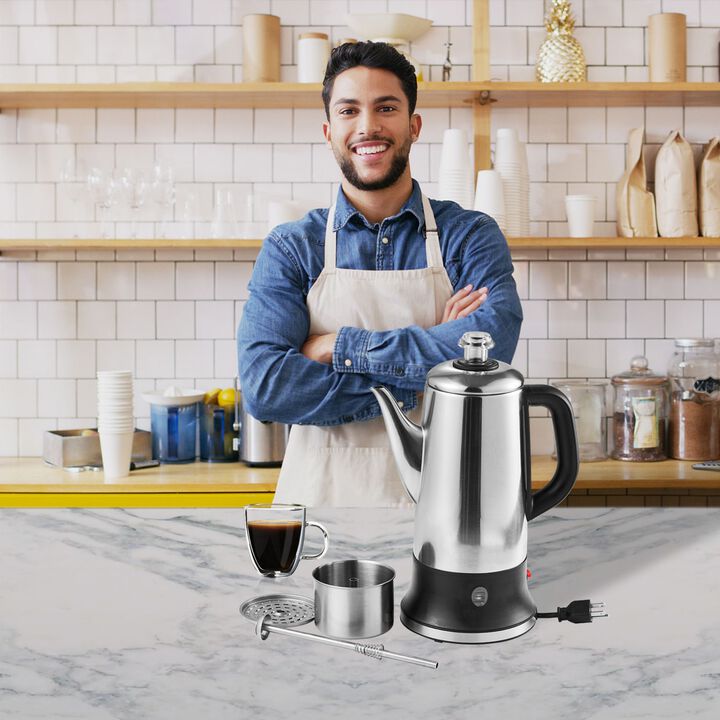 Stainless Steel Electric Coffee Percolator Pot,